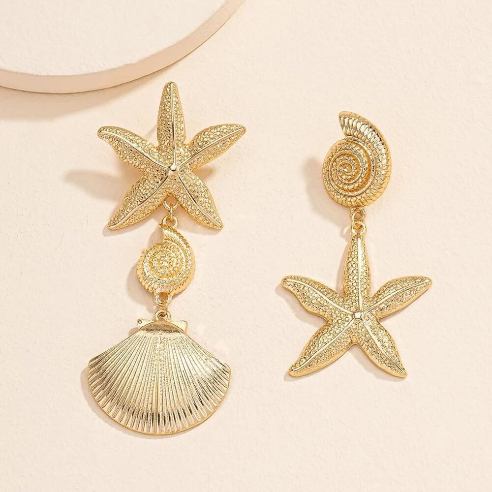 Starfish Nautical Shell Drop Earrings Lightweight… - image 5